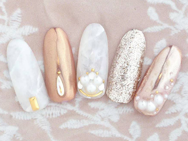 大人かわいい 大理石ネイル ネイルサロンmoca モカ 大阪 兵庫 奈良